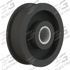 BREWER MACHINE & GEAR Flat Belt Idler Pulley: 1 in Bore, 4.5 in OD, Cast Iron, Needle Roller Bearing (MPN P2F). Key specifications — Bearing Type: Needle Roller; Brand: BREWER MACHINE & GEAR.
