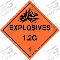 BRADY DOT Container Placard: Explosives 1.2 G 1, 10 3/4 in x 10 3/4 in, 10 3/4 in Label Ht, Placard (MPN 63384). Key specifications — Brand: BRADY; Message: Explosives 1.2 G 1.
