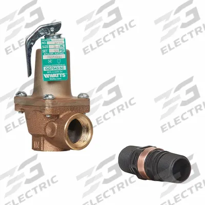 Watts Relief Valve: FNPTF x FNPTF, 3/4 in x 3/4 in, Bronze - ASME Section XIII Hot Water Pressure Relief Valves