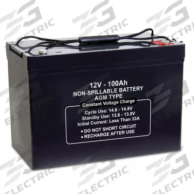 APPROVED VENDOR Sealed Lead Acid Battery: 12V DC, 100 Ah Capacity, 8.46 in Ht, 12.95 in Wd - AGM Sealed Lead Acid Batteries