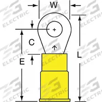 3M Ring Terminal: Yellow, Nylon Insulation, #8 Stud Size, 12 AWG to 10 AWG Wire Sizes, 1,000 V (MPN MNG10-8RK). Key specifications — attr1308027: 3M.