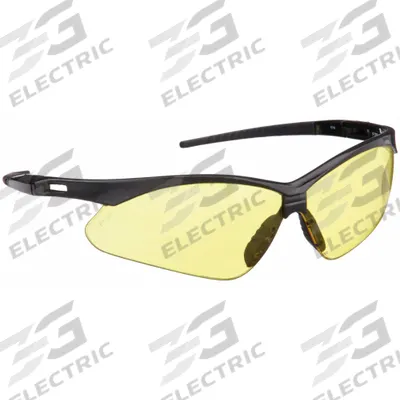 CONDOR Safety Glasses: Amber Lens, Half-Frame, Scratch-Resistant, Black Frame - Padded Comfort-Fit Safety Glasses