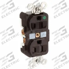 HUBBELL Receptacle: Hospital Grade Fed. Spec., Duplex, 5-15R, Brown, 125V AC, 15 A, 2 Pole / 3 Wire (MPN HBL8200)