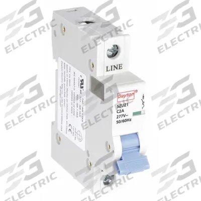 Dayton Supplementary Protector: 2 A Amps, 5kA at 277V AC, Screw Clamp, NDB2-63 - C-Curve, 1-Pole UL1077 DIN Rail-Mount Supplementary Protectors