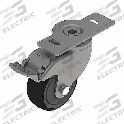FATH INC. Plate Caster: 15 Series/40 Series/45 Series, Polyurethane, 100 mm Wheel Dia - T-Slot-Mount Plate Casters