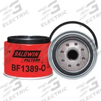 BALDWIN FILTERS Fuel Filter: Spin-On, 4 1/4 in Outside Dia, 1"-14 Thread Size, Cellulose, Volvo (MPN BF1389-O). Key specifications — attr1137520: BF1389-O; attr434022: BALDWIN FILTERS; attr427730: Cellulose; attr427731: 3-3/4-10 2B Buttress Bowl Thread; attr1017112: Buses; attr1017113: Volvo.