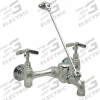 ZURN Straight Service Sink Faucet: Wall, Widespread, Brass, Chrome, 6 gpm Flow Rate, Straight (MPN JP1996-SF). Key specifications — Color/Finish: Chrome; Includes: Pail Hook.