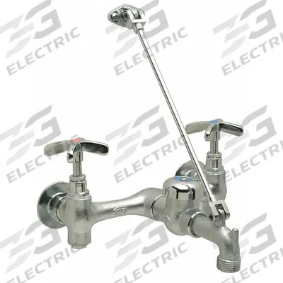 ZURN Straight Service Sink Faucet: Wall, Widespread, Brass, Chrome, 6 gpm Flow Rate - Widespread Utility Faucets