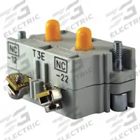 EATON Contact Block: 30 mm Panel Mounting Size, 2NC, Momentary, 10250T/E34 Series (MPN 10250T3E). Key specifications — Switch Action: Momentary; Terminal Connection Type: Screw Clamp Terminals; Brand: EATON; Compatible with Series: 10250T.