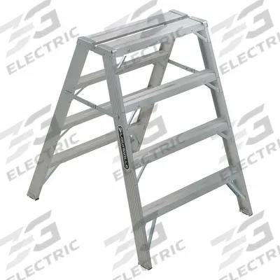 LOUISVILLE LADDER Step Stool: 4 Steps, 4.1 ft Overall Ht, 300 lb Load Cap - Dual-Side Access Folding Step Stools