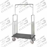 HOSPITALITY 1 SOURCE Bellman Cart: 1 1/4 in Frame Dia, 43 in Overall Lg, 25 in Overall Dp, Gray (MPN BCF107SS). Key specifications — Brand: HOSPITALITY 1 SOURCE; Frame Finish: Stainless Steel; Product Type: Bellman Cart.