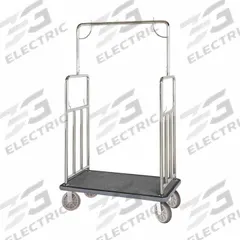 HOSPITALITY 1 SOURCE Bellman Cart: 1 1/4 in Frame Dia, 43 in Overall Lg, 25 in Overall Dp, Gray (MPN BCF107SS). Key specifications — Brand: HOSPITALITY 1 SOURCE; Frame Finish: Stainless Steel; Product Type: Bellman Cart.