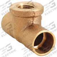 NIBCO Sweat Fitting Tee: 1/2 in CTS x 1/2 in CTS x 3/4 in Pipe, Cup x Cup x FNPT, Bulkhead (MPN 712BH 1/2X1/2X3/4)