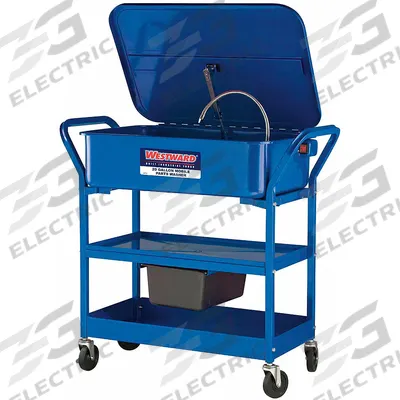 WESTWARD Parts Washer: For Water-Based Solution Base Type, Flush, Steel, 20 gal Fluid Capacity - Mobile Parts Washers