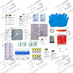 Flat Pac Response Refill Kit: 76 Components, Plastic, Poly Bag, Clear, Medication Included, Plastic (MPN 849). Key specifications — Brand: EMI; Adhesive Bandages Included: Adhesive Tape; Product Type: Flat Pac Response Refill Kit; PPE and Disposal Equipment Included: CPR Lifeshield; Oral and Inhalant Medicinals Included: (4) Ammonia Towelettes; Tools Included: Thermal Rescue Blanket; Topical Medicinals Included: (10) Antimicrobial Hand Wipes; Wound Dressings Included: Triangular Bandages.