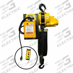 OZ LIFTING PRODUCTS Electric Chain Hoist: H3 - Std Duty, 115V AC, Hook Mounted - No Trolley (MPN OZ4000ECW-10). Key specifications — Brand: OZ LIFTING PRODUCTS; Includes: Wireless Remote; Operating Voltage: 115V AC; Headroom Clearance: 28 in - 30 in.