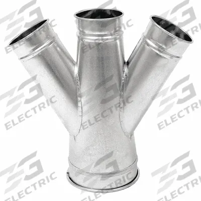 NORDFAB 7"dia 23"L 30° GSteel Double Branch: Steel, For 7 in Duct Dia, 23 in Overall Lg - Branches