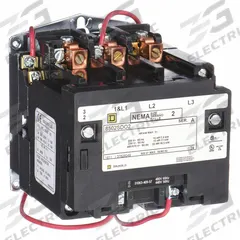 SQUARE D NEMA Magnetic Contactor: Non-Reversing, 3 Poles, NEMA Size 2, 45 A, 480V AC (MPN 8502SDO2V06). Key specifications — Brand: SQUARE D.