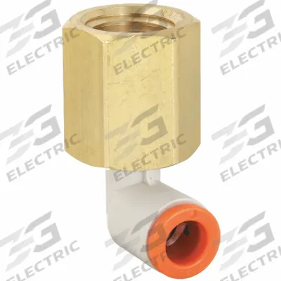SMC Push-Fit Elbow Fitting: 1/2 in OD x 3/8 in Pipe Size, Push-to-Connect x FNPT - Polybutylene & Brass Tube Fittings
