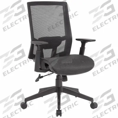 BOSS Office Chair: Ht, Black, Mesh Material, 23 1/2 in Back Ht, 19 1/2 in Seat Wd - Adjustable-Arm Office Chairs