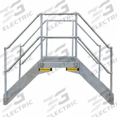 GARLOCK SAFETY SYSTEMS Crossover Bridge: 6 in Platform Ht, Steel, 1,400 lb Load Capacity, Open Grip (MPN 430-313-600). Key specifications — Brand: GARLOCK SAFETY SYSTEMS; Color: Silver; Tread Type: Expanded Metal.
