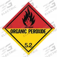 APPROVED VENDOR DOT Container Label: Organic Peroxide, 4 in x 4 in, 4 in Label Ht, Vinyl, 25 PK (MPN 8EY48). Key specifications — Brand: APPROVED VENDOR; Message: Organic Peroxide.