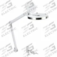 AVEN Round Magnifier Light: LED, 3x, 8 Diopter, 800 lm Max Brightness, 36 in Arm Reach, Articulating (MPN 26501-XL58). Key specifications — Brand: AVEN; Magnification: 3x; ESD Safe: No; Lens Material: Glass; Lighting Technology: LED; Operating Voltage: 100 to 240V AC; Includes Ultraviolet Light: No.