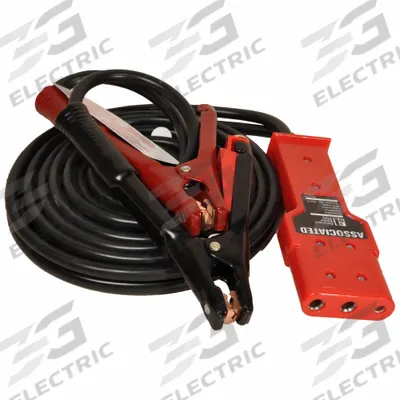 ASSOCIATED EQUIP Jumper Cables: Crimped, 5 AWG, Std Jaw, 15 ft Cable Lg, Black - Plug-In Jumper Cables