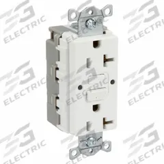 HUBBELL GFCI Receptacle: Decorator Duplex, 5-20, White, GFCI, 125V AC, 20 A, 2 Pole / 3 Wire (MPN SNAPGF20W)