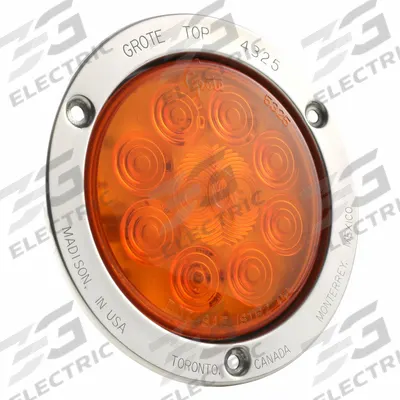 GROTE Stop/Turn/Tail Light: LED, Turn Signal Light, Amber, Round, 5 9/16 in Overall Dia - Turn Signal Lights