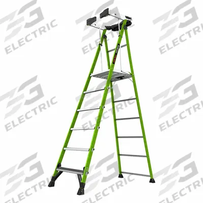 LITTLE GIANT Platform Stepladder: 6 ft Ladder Size, Fiberglass, 375 lb Load Capacity - Safety-Gate Podium Stepladders