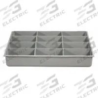 Compartment Drawer Insert: 13 3/8 in x 9 1/4 in x 2 in, 4 7/32 in x 2 3/16 in, 12 Compartments, Gray (MPN 229-95-12-IND). Key specifications — Color: Gray; Compartment HxWxD: (12) 4-7/32 in x 2-3/16 in; Removable Dividers: No; Compatible Manufacturer Model Number: 226-95; Brand: DURHAM MFG.