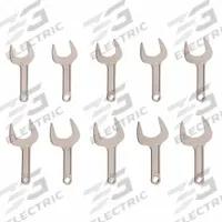 TEKTON Open End Wrench Set: Chromium Molybdenum Steel, Satin, 10 Tools, 15° Opening Angle (Deg.) (MPN WSE90102). Key specifications — attr309745: No; attr309746: Cardboard; attr309754: Satin; attr309753: Chromium Molybdenum Steel; attr309743: 1-11/16 in to 2-1/4 in; attr324938: TEKTON.