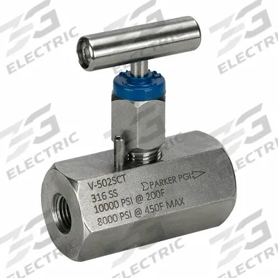 Parker Needle Valve: Inline Valve Body, 316 Stainless Steel, 1/4 in Pipe Size - Stainless Steel Straight-Body Needle Valves