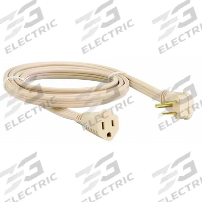 APPROVED VENDOR Extension Cord: Indoor Use, 9 ft Lg, Outlet, 5-15P, 14/3, SPT-3, Beige - Indoor Extension Cords with Single Outlet