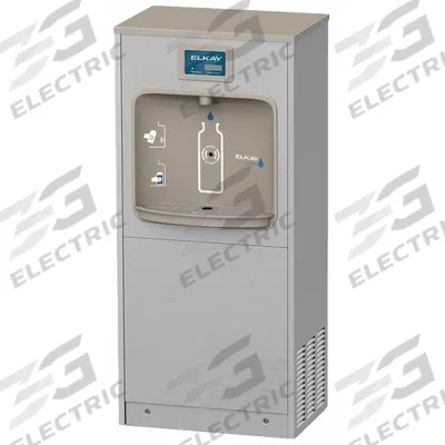 ELKAY Bottle Filling Station: Freestanding, 8 gph @ 50°F, Stainless Steel, Gray - Freestanding Bottle Fillers