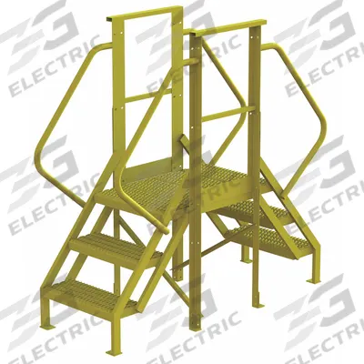 TRI-ARC Crossover Bridge: 2.5 ft Platform Ht, Steel, 1,000 lb Load Capacity, Perforated - Easy Descent Crossover Bridges