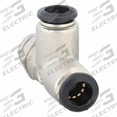 AIGNEP USA Push-Fit Tee Fitting: 8 mm OD x 1/4 in Pipe x 8 mm OD Size, Nickel, Silver - Nickel-Plated Brass Tube Fittings