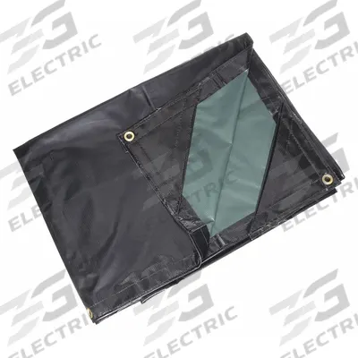 APPROVED VENDOR Tarp: 11.33 ft Lg, 9.5 ft Wd, Heavy Duty, 15 mil, Vinyl, Black/Green - Vinyl Tarps