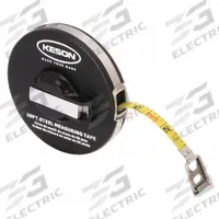 KESON Long Tape Measure: Manual, ST5018, SAE, 50 ft, 1/8 in, Stainless Steel, 50 ft Blade Lg (SAE). Key specifications — attr939846: ST5018; attr939849: Steel; attr939859: Nonmagnetic Single Hook; attr939850: Single-Sided; attr939855: 1/8 in; attr944023: Hook End; attr940484: KESON; attr985224: Stainless Steel.