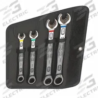 WERA Combination Wrench Set: Alloy Steel, Nickel Chrome, 4 Tools, 10 mm to 19 mm Range of Head Sizes (MPN 05073290001). Key specifications — attr309581: Nickel Chrome; attr309580: Alloy Steel; attr309571: Yes; attr309583: No; attr309587: Yes; attr324931: WERA; attr309569: 10 mm to 19 mm; attr309572: Pouch.