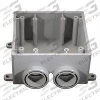 CANTEX Electrical Box: PVC, Rectangular, 2 Gangs, 1/2 in Hub Size, 36.3 cu in Capacity, Gray (MPN 5133390). Key specifications — Color: Gray; Brand: CANTEX.