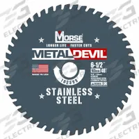 MORSE Circular Saw Blade: 6 1/2 in Blade Dia., 48 Teeth, 0.08 in Cut Wd, 5/8 in Arbor Size, Carbide (MPN 102599-WWG). Key specifications — attr1116119: MORSE; attr1145631: Stainless Steel.
