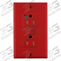 LEVITON GFCI Duplex Receptacle Outlet: Hospital Grade, Duplex, 5-15R, Red, GFCI, 125V AC, 15 A_20 A (MPN GFTR1-HFR)