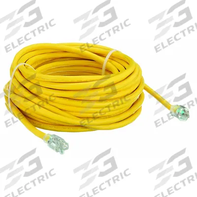 APPROVED VENDOR Extension Cord: Outdoor Use, 100 ft Lg, Outlet, 5-20P, 10/3, SJTOW, Yellow - Outdoor Extension Cords with Single Outlet