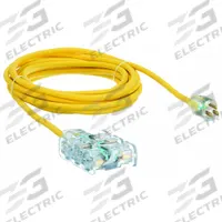 APPROVED VENDOR Extension Cord: Outdoor Use, 25 ft Lg, 6 Outlets, 5-15P, 12/3, SJTOW, Yellow, Block (MPN 4GAD6). Key specifications — Brand: APPROVED VENDOR; Temperature Rating: -58° to 194°F; NEMA Plug Configuration: 5-15P.