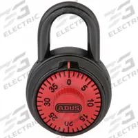 ABUS Combination Padlock: Dial Combo, Black, Steel, Std Shackle, Steel Shackle (MPN 78/50 Red). Key specifications — Dial Color: Red; Brand: ABUS.