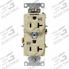 LEVITON Duplex Receptacle Outlet: Duplex, 5-20, Ivory, 125V AC, 20 A, 2 Pole / 3 Wire (MPN WBR20-I)