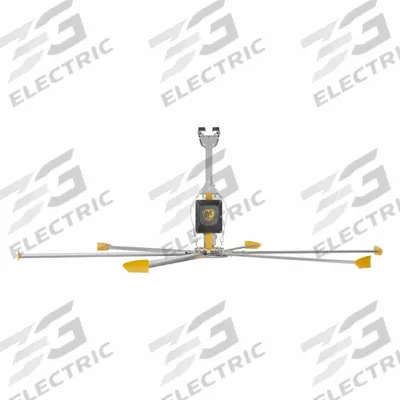 BIG ASS FANS Ceiling Fan: 14 ft Blade Dia, Variable Speeds, 110/120V AC, Silver/Yellow - Industrial HVLS Ceiling Fans