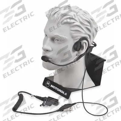 MOTOROLA Headset: Fits Motorola, Behind-the-Head, Push To Talk, Black, 1 Wires - Motorola-Compatible Earpieces & Headsets